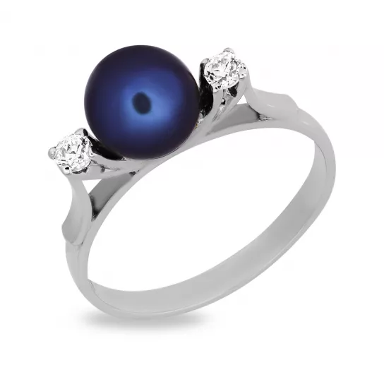 Кольцо с жемчугом и фианитом из золота