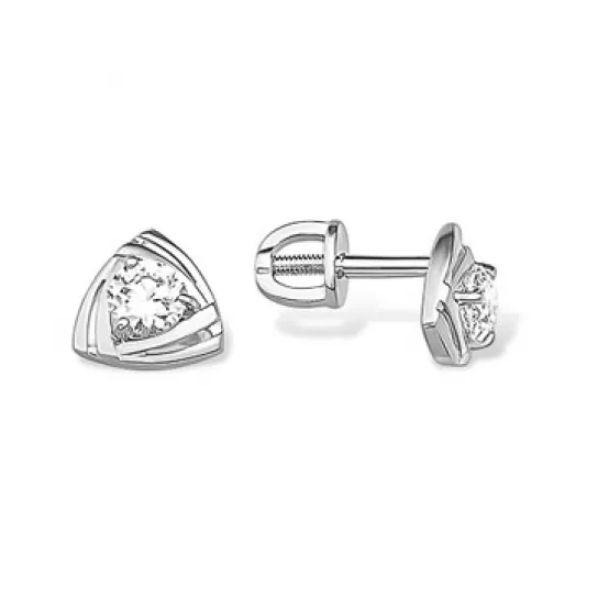 Серьги с фианитом из серебра