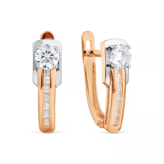 Серьги с фианитом из золота