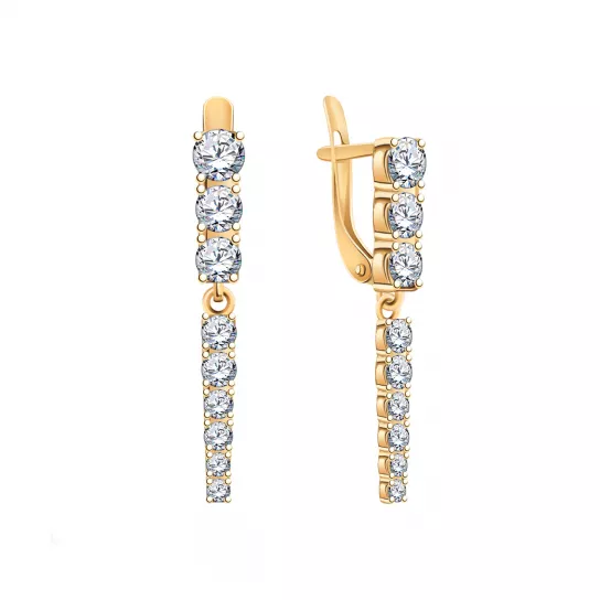 Серьги с фианитом из золота