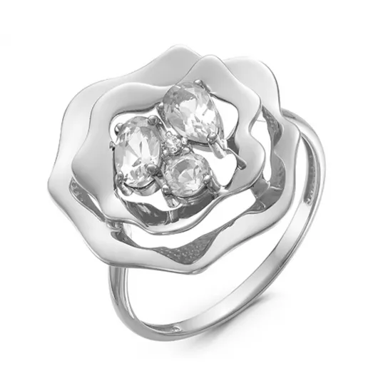 Кольцо с фианитом из серебра