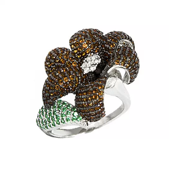 Кольцо с фианитом из серебра