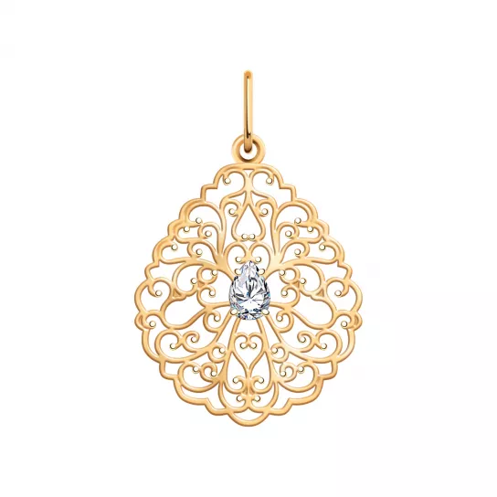 Подвеска с фианитом из золота
