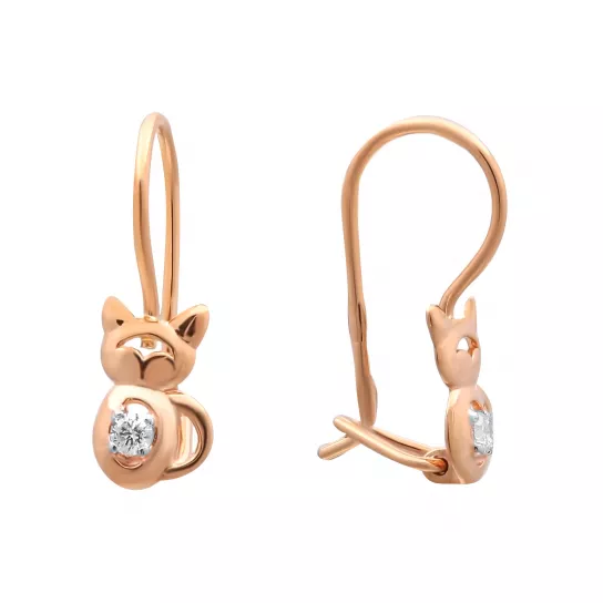 Серьги детские с фианитом из золота