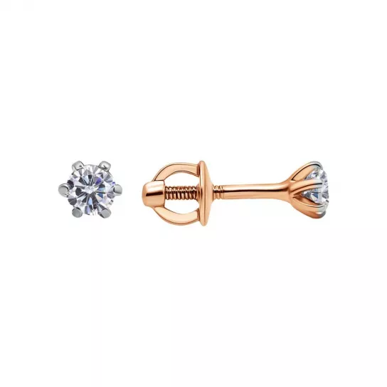 Серьги с фианитом из золота