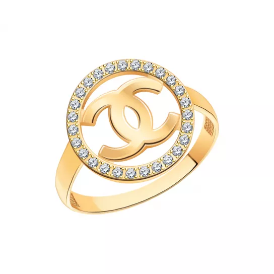 Кольцо с фианитом из золота