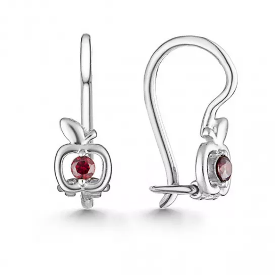 Серьги детские с фианитом из серебра