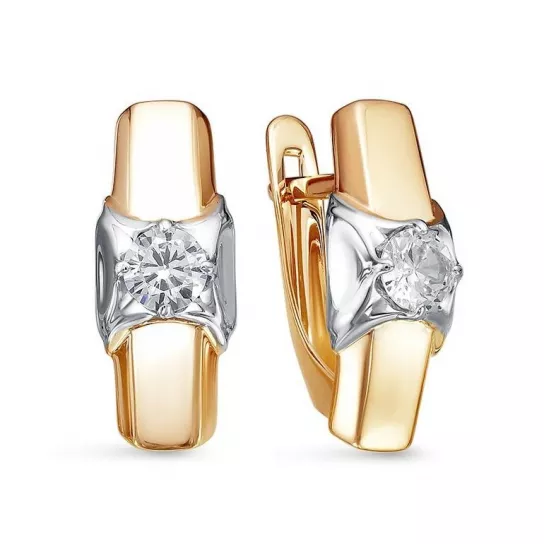 Серьги с фианитом из золота