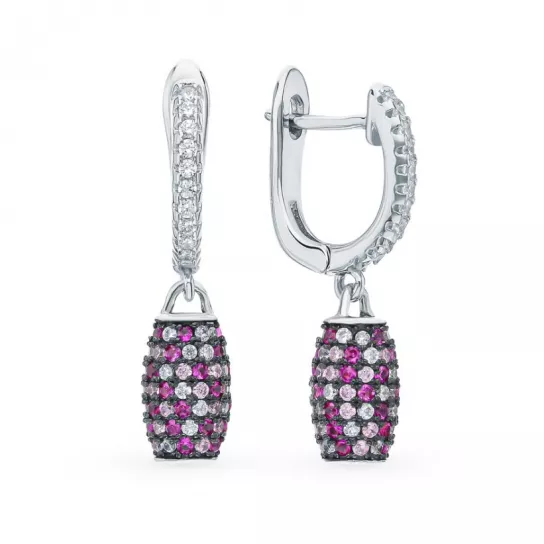 Серьги с фианитом из серебра