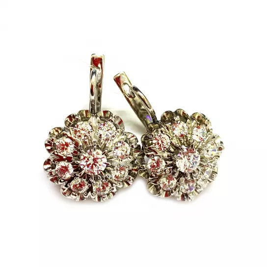 Серьги с фианитом из серебра