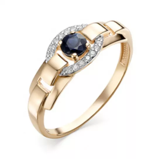 Кольцо с бриллиантами с сапфиром из золота