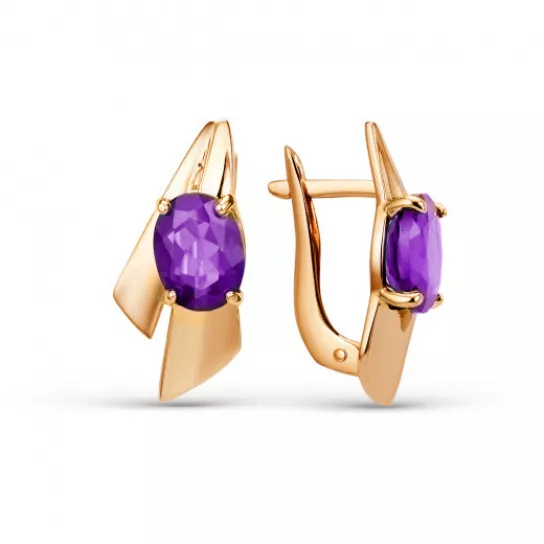Серьги с аметистом из золота