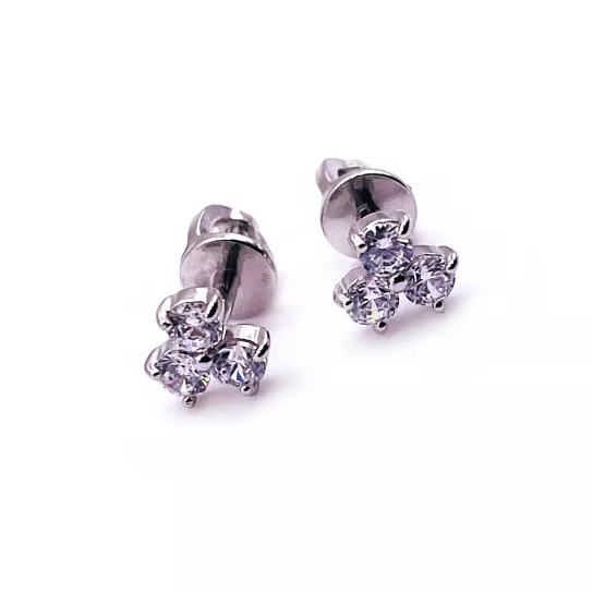 Пусеты с фианитом из серебра