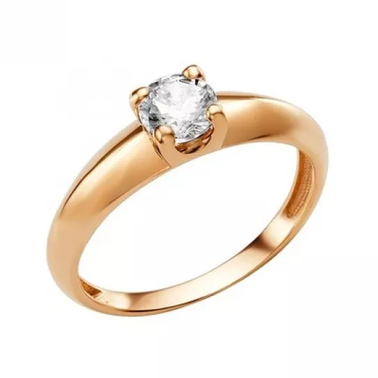 Кольцо с фианитом из золота