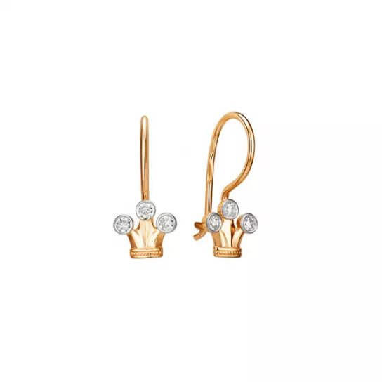 Серьги детские с фианитом из золота