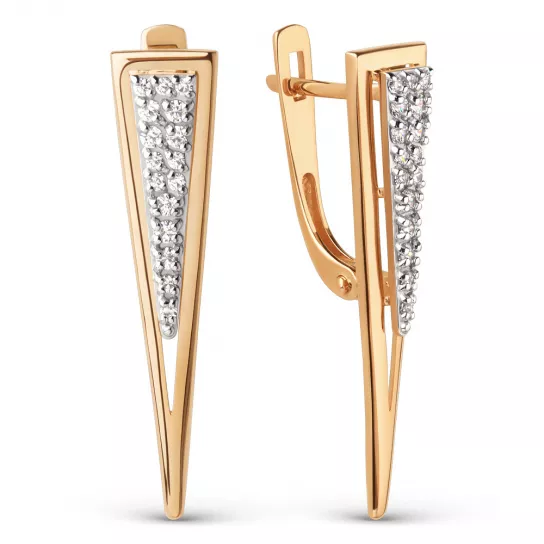 Серьги с фианитом из золота