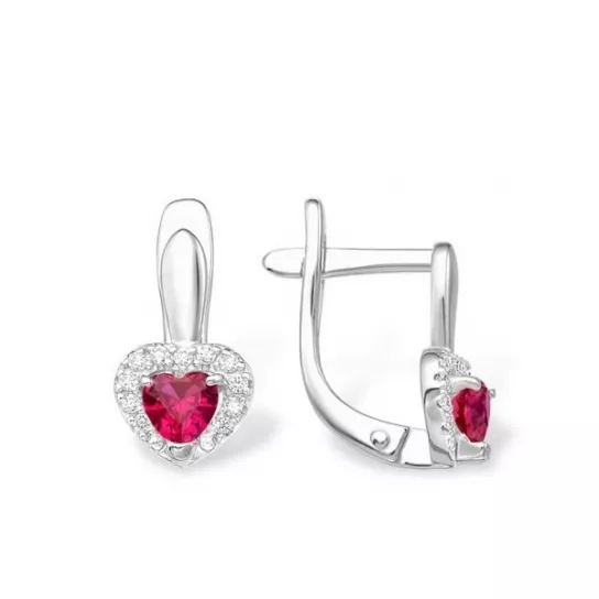 Серьги с фианитом из серебра