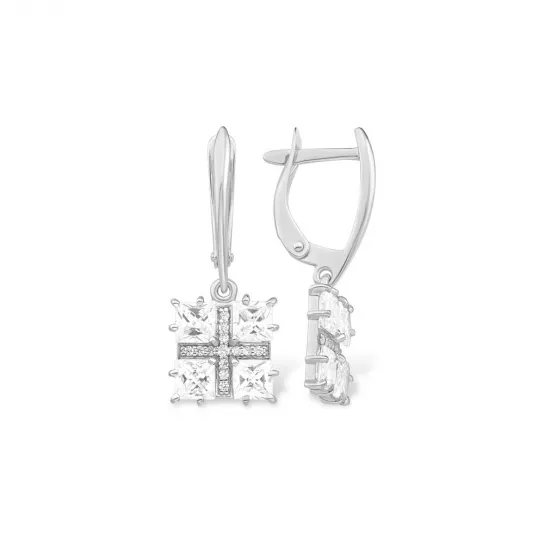 Серьги с фианитом из серебра