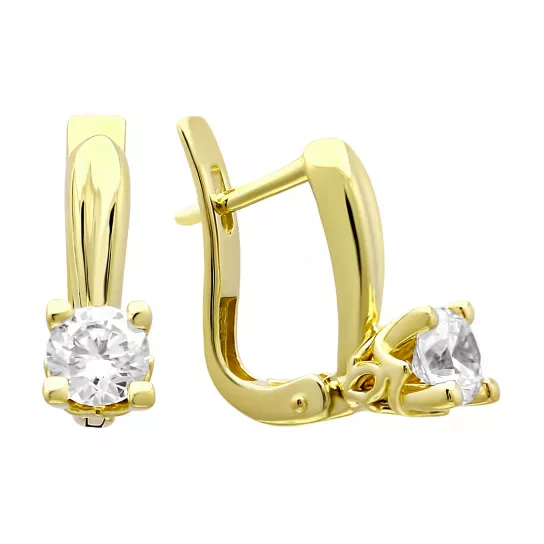 Серьги с фианитом из золота