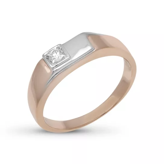 Кольцо-печатка с бриллиантами из золота