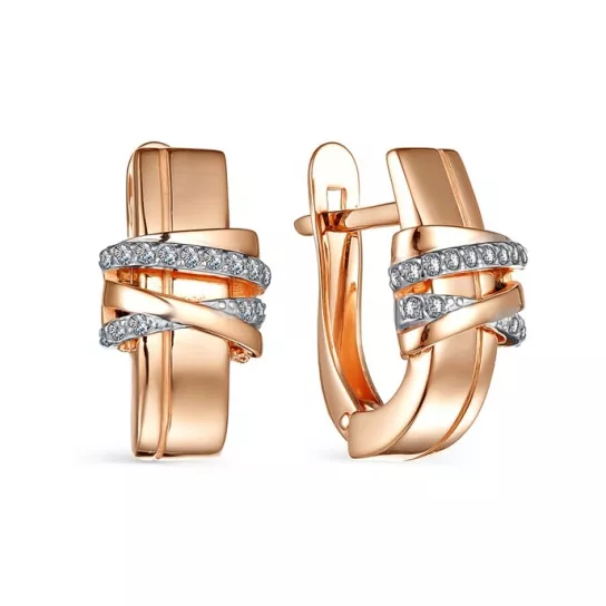 Серьги с фианитом из золота