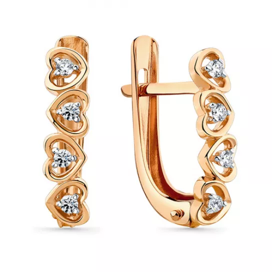 Серьги с фианитом из золота