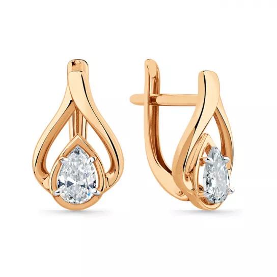 Серьги с фианитом из золота