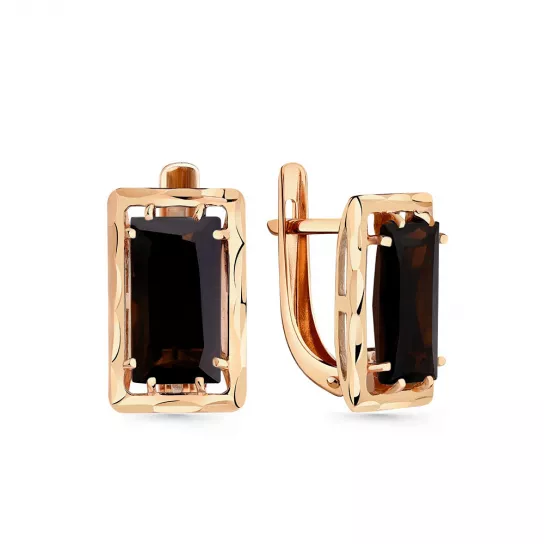 Серьги с раухтопазом из золота