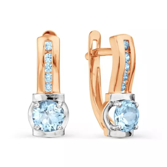 Серьги с топазом и фианитом из золота