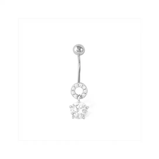 Пирсинг с фианитом из серебра