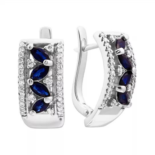 Серьги с бриллиантами с сапфиром из золота